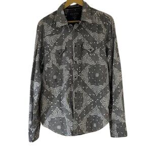 GUESS Men’s Charcoal Paisley Snap Button Shirt
